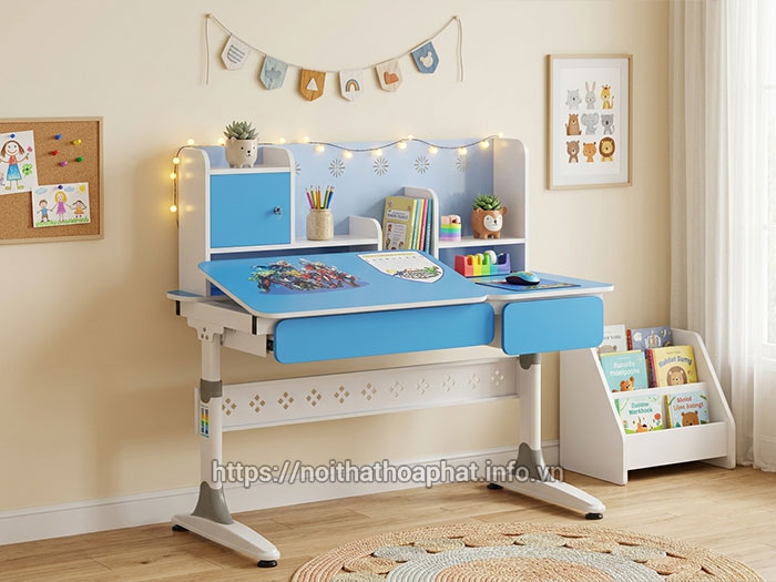 bàn học sinh liền kệ sách Hòa Phát