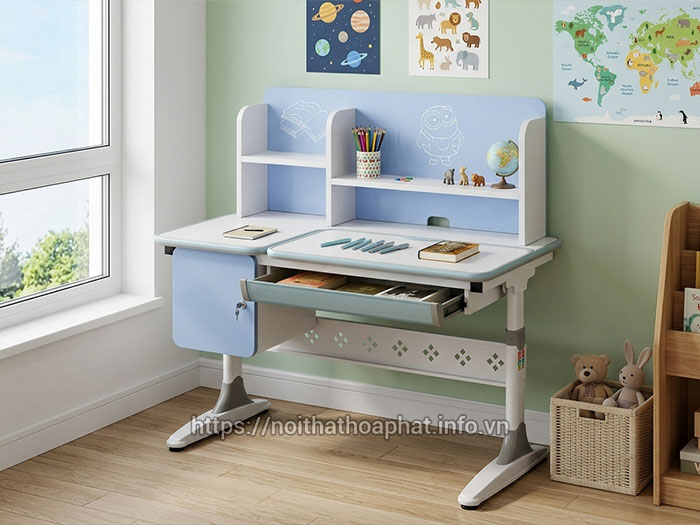 bàn học sinh liền kệ sách Hòa Phát