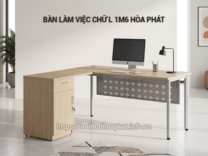 Bàn làm việc chữ L 1m6 Hòa Phát