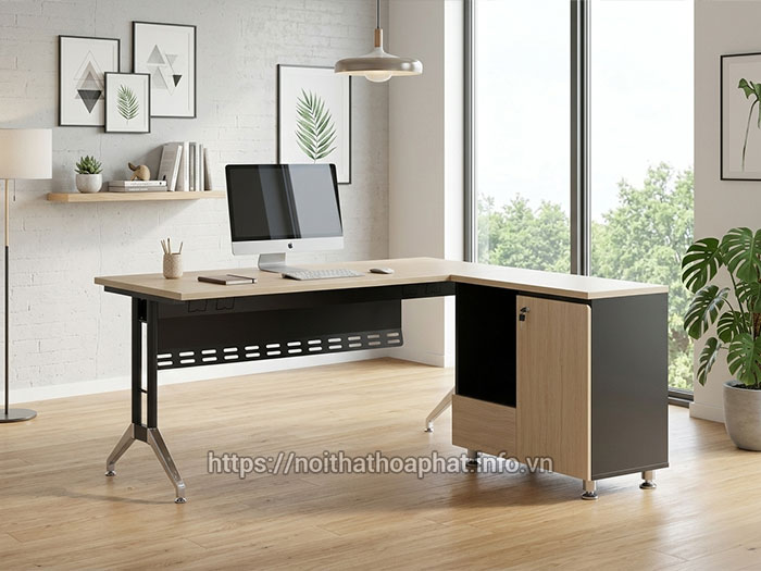 Bàn làm việc chữ L 1m6 Hòa Phát