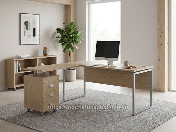 Bàn làm việc chữ L 1m6 Hòa Phát