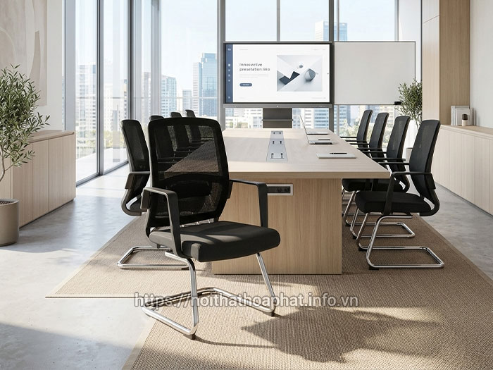 Ghế lưới chân quỳ phòng họp Hòa Phát
