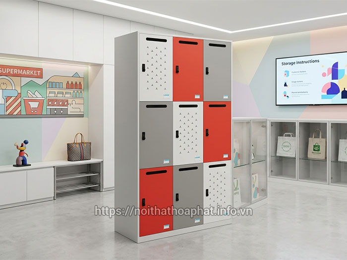 Tủ locker Hòa Phát siêu thị
