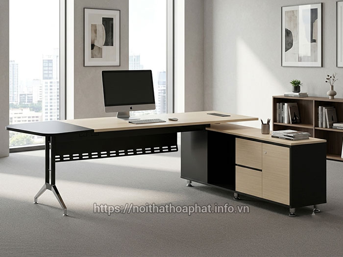 bàn làm việc trưởng phòng chữ L Hòa Phát