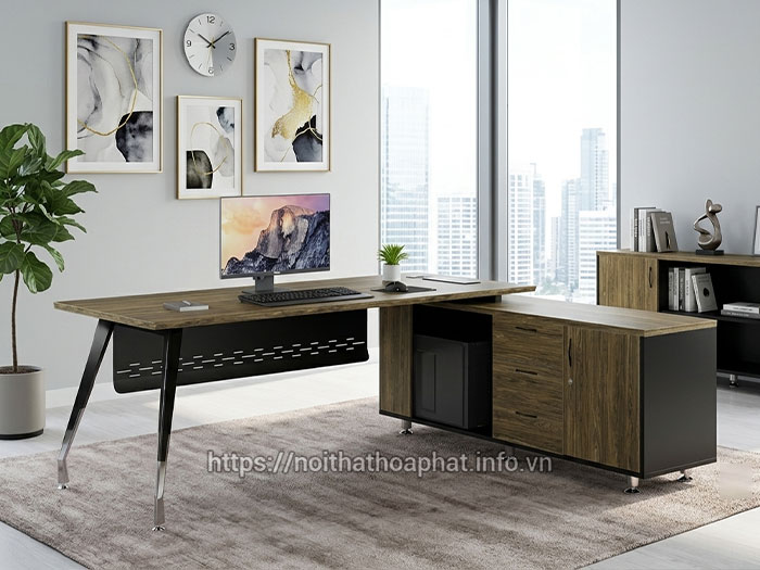 bàn làm việc trưởng phòng chữ L Hòa Phát