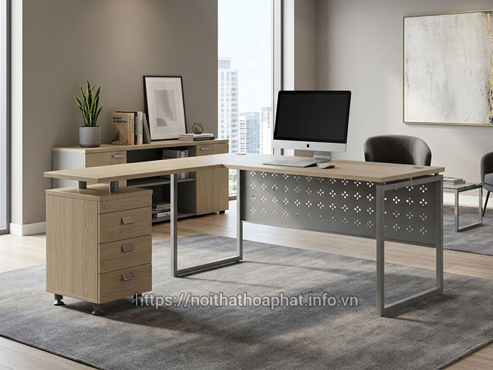 bàn làm việc trưởng phòng chữ L Hòa Phát