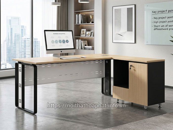 bàn làm việc trưởng phòng chữ L Hòa Phát
