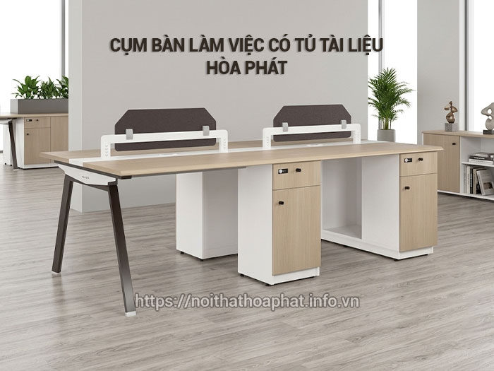 Cụm bàn làm việc có tủ tài liệu