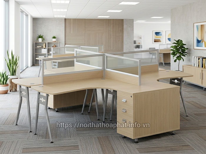 Cụm bàn làm việc có tủ tài liệu