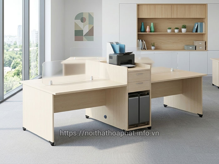 Cụm bàn làm việc có tủ tài liệu