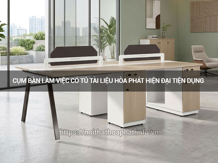 Cụm bàn làm việc có tủ tài liệu